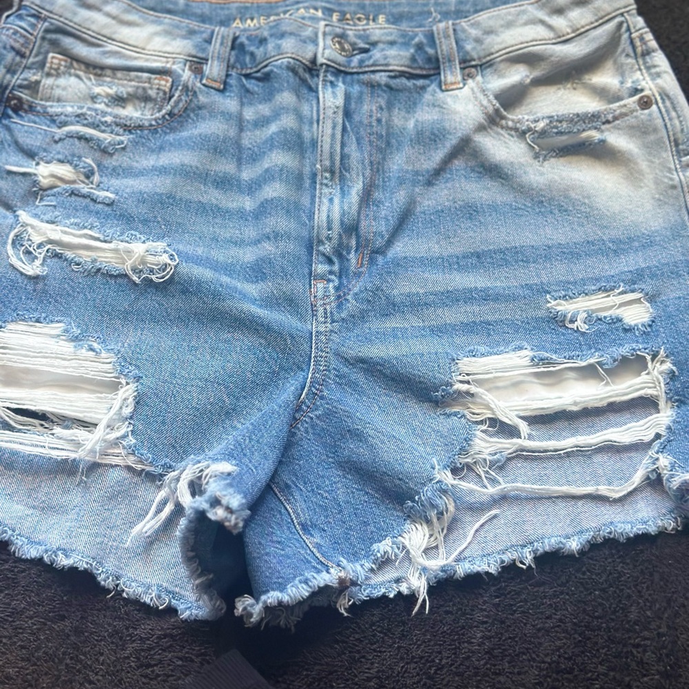 American Eagle Women's Distressed Blue Denim Shorts